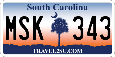 SC license plate MSK343
