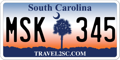 SC license plate MSK345
