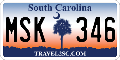 SC license plate MSK346