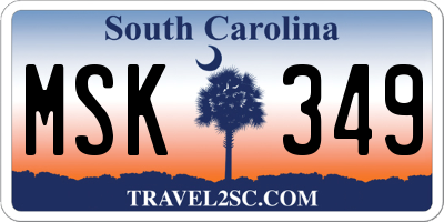 SC license plate MSK349