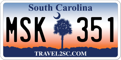 SC license plate MSK351