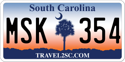 SC license plate MSK354
