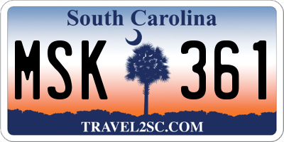 SC license plate MSK361