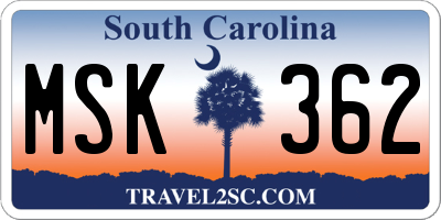SC license plate MSK362