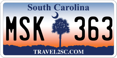 SC license plate MSK363