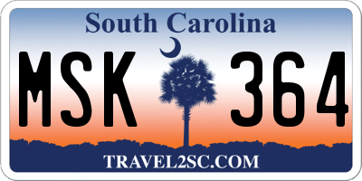 SC license plate MSK364