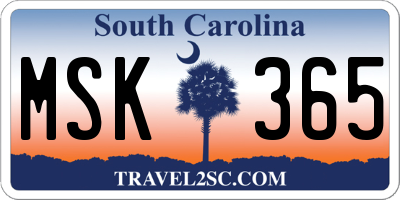 SC license plate MSK365