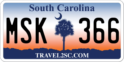 SC license plate MSK366