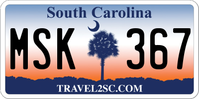SC license plate MSK367