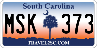 SC license plate MSK373