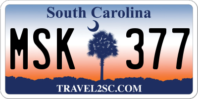 SC license plate MSK377