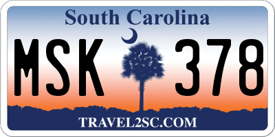 SC license plate MSK378
