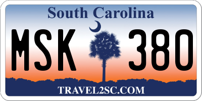 SC license plate MSK380