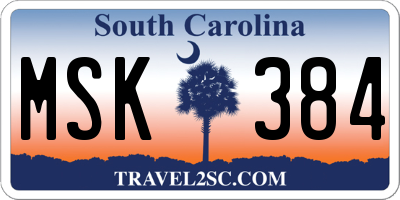 SC license plate MSK384