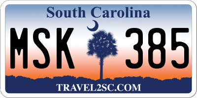 SC license plate MSK385