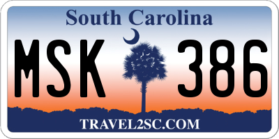 SC license plate MSK386