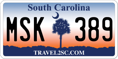 SC license plate MSK389