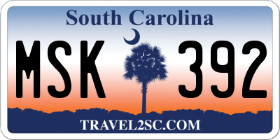 SC license plate MSK392