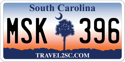 SC license plate MSK396