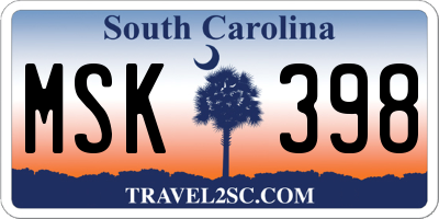 SC license plate MSK398