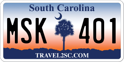 SC license plate MSK401