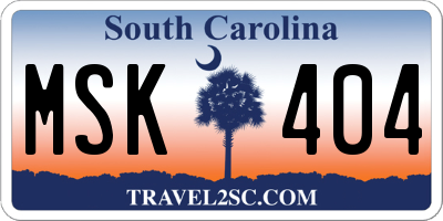 SC license plate MSK404