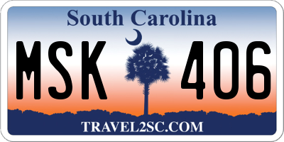 SC license plate MSK406