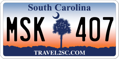 SC license plate MSK407