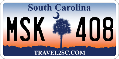 SC license plate MSK408