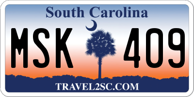 SC license plate MSK409