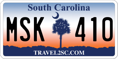 SC license plate MSK410