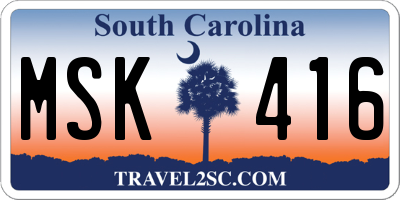 SC license plate MSK416