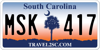 SC license plate MSK417