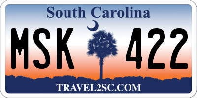 SC license plate MSK422