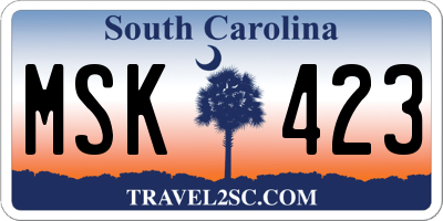 SC license plate MSK423