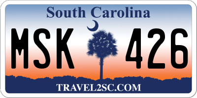 SC license plate MSK426