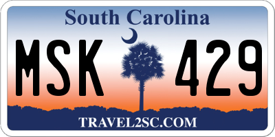 SC license plate MSK429