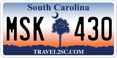 SC license plate MSK430