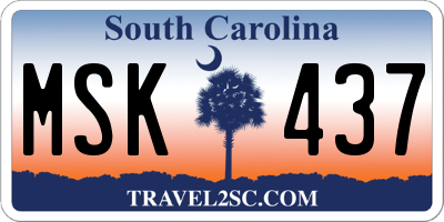 SC license plate MSK437