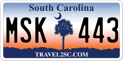 SC license plate MSK443