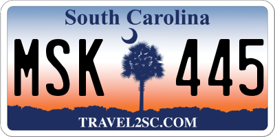 SC license plate MSK445