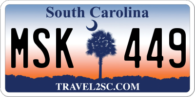 SC license plate MSK449