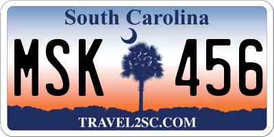 SC license plate MSK456