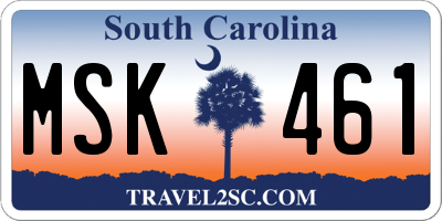 SC license plate MSK461