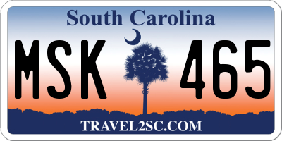 SC license plate MSK465