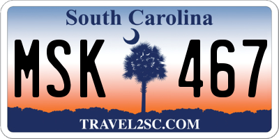 SC license plate MSK467