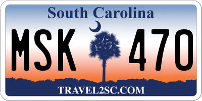 SC license plate MSK470