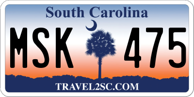 SC license plate MSK475
