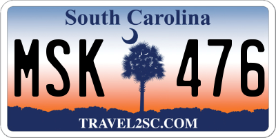 SC license plate MSK476