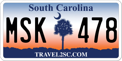 SC license plate MSK478